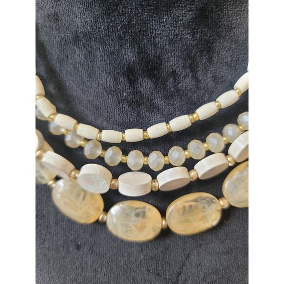 Women's Island Passage Multi Strand Beaded Necklace Lobster Clasp Cream Gold - Picture 3 of 6